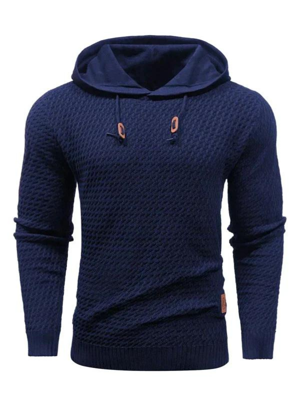 Hoodie - Knitted - Drawstring - Pullover Hoodie - Men's Clothing-Fashion Nora