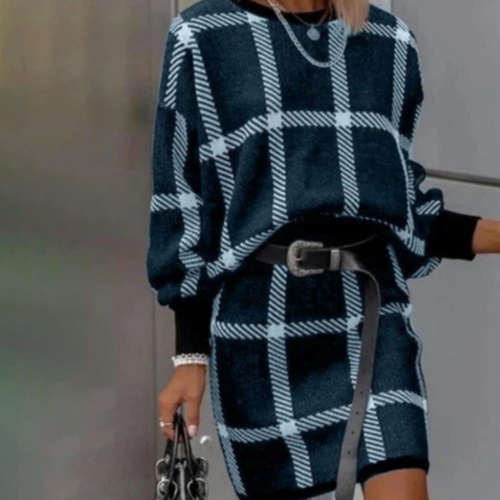 Hovana - Elegant dress with checkered pattern-Fashion Nora