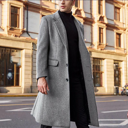 Jonah coat | Classic long wool coat for men for fall and winter-Fashion Nora