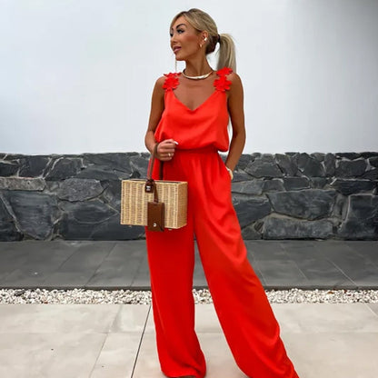 Jumpsuit | Flowy | Sleeveless | Wide Leg Jumpsuit | Ladies Summer Jumpsuits-Fashion Nora