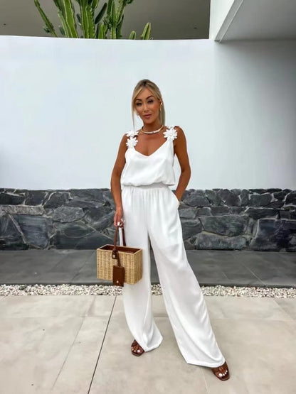 Jumpsuit | Flowy | Sleeveless | Wide Leg Jumpsuit | Ladies Summer Jumpsuits-Fashion Nora