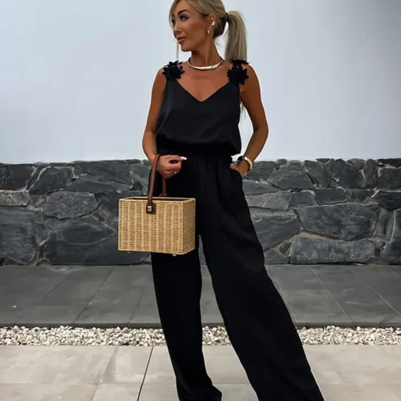 Jumpsuit | Wide Leg | Sleeveless | Elegant Jumpsuit | Women's Overalls-Fashion Nora