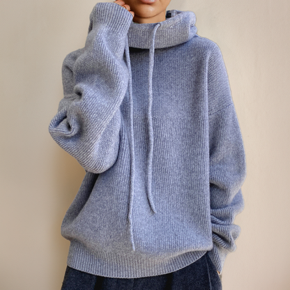 Knitted Sweater | High neck | Oversized | Knit Hoodie | Women's Knitwear-Fashion Nora