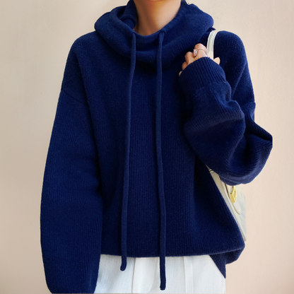 Knitted Sweater | High neck | Oversized | Knit Hoodie | Women's Knitwear-Fashion Nora