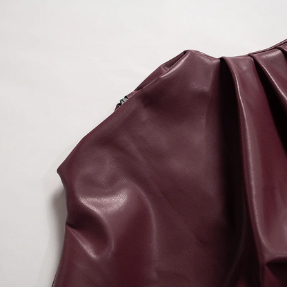 Leatherette Top - High Neck - Faux Leather - Sleeveless Top - Women's Clothing-Fashion Nora