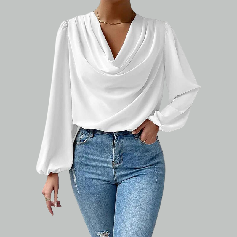 Lia chiffon blouse | Elegant Blouse with Long Sleeves-Fashion Nora