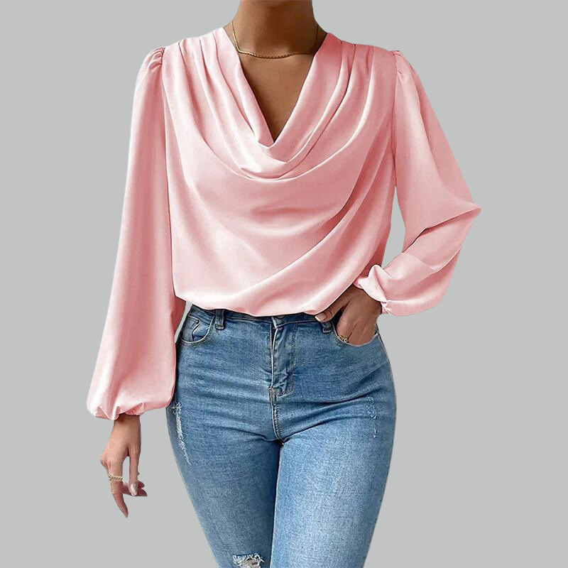 Lia chiffon blouse | Elegant Blouse with Long Sleeves-Fashion Nora