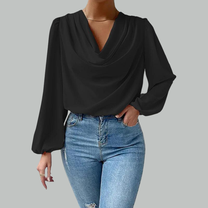 Lia chiffon blouse | Elegant Blouse with Long Sleeves-Fashion Nora