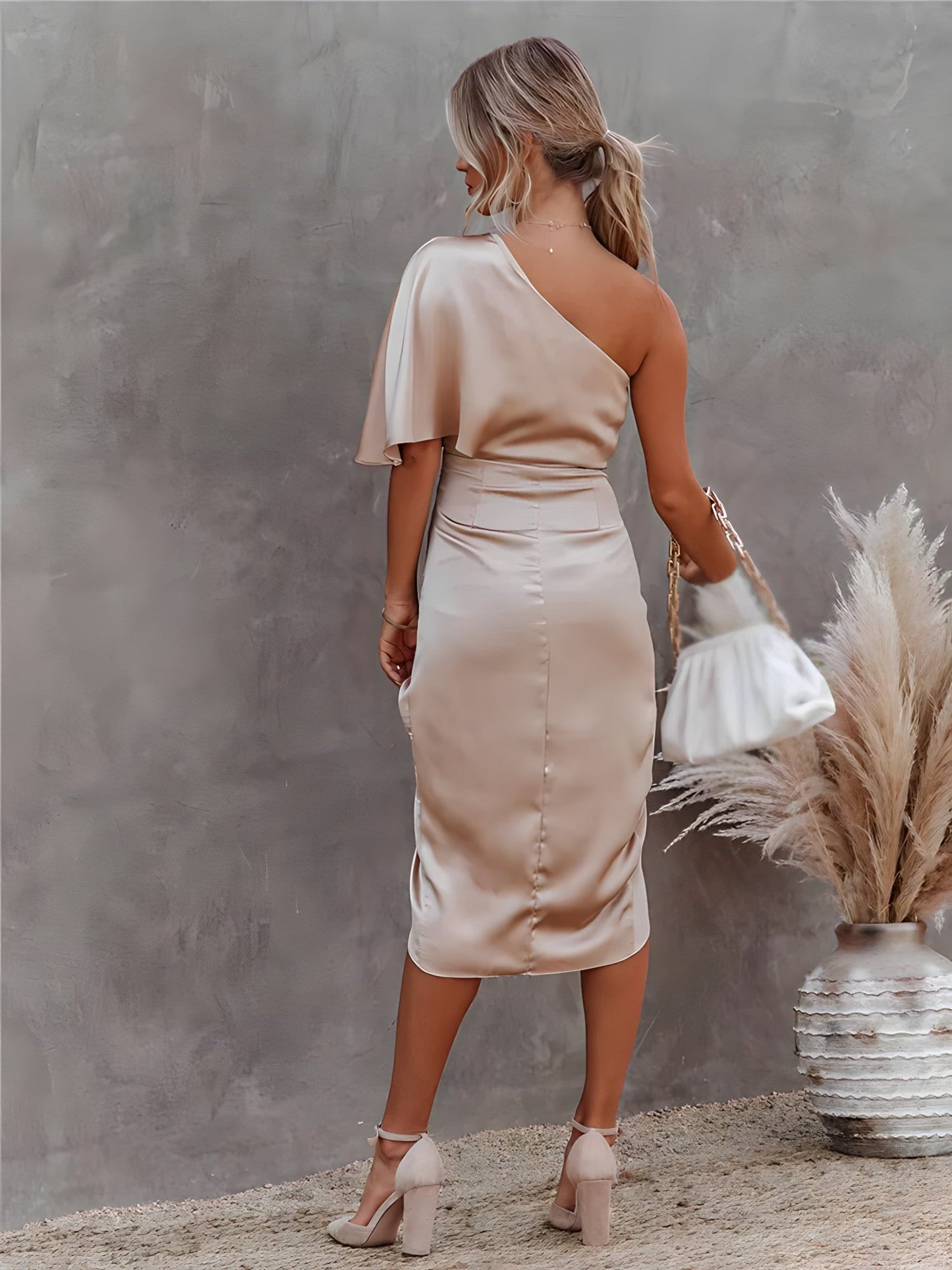 Liliana - Elegant One Shoulder Cocktail Dress-Fashion Nora