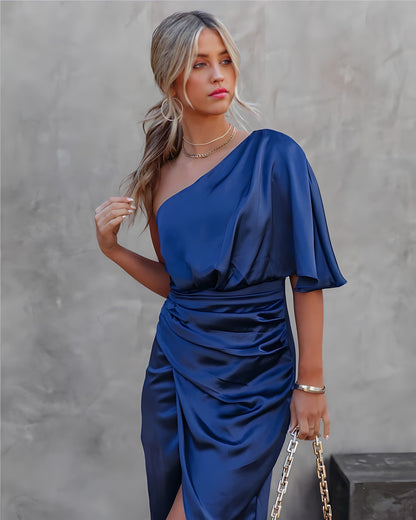 Liliana - Elegant One Shoulder Cocktail Dress-Fashion Nora