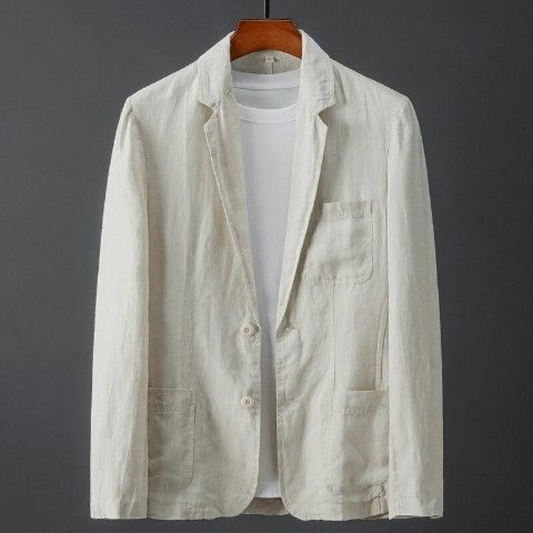 Linen Blazer - Single Breasted - Pockets - Men's Blazer - Linen Jacket Men-Fashion Nora