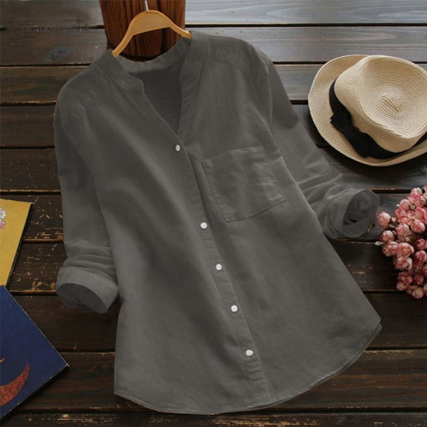 Linen Blouse | Half Sleeve | Loose Fit | Button-Up Blouse | Linen Shirts Women-Fashion Nora