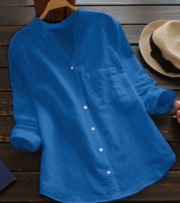 Linen Blouse | Half Sleeve | Loose Fit | Button-Up Blouse | Linen Shirts Women-Fashion Nora