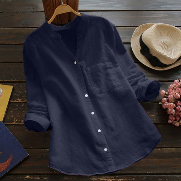 Linen Blouse | Half Sleeve | Loose Fit | Button-Up Blouse | Linen Shirts Women-Fashion Nora
