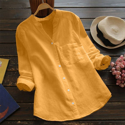 Linen Blouse | Half Sleeve | Loose Fit | Button-Up Blouse | Linen Shirts Women-Fashion Nora