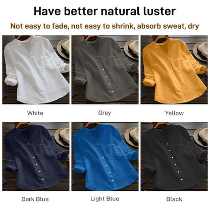 Linen Blouse | Half Sleeve | Loose Fit | Button-Up Blouse | Linen Shirts Women-Fashion Nora