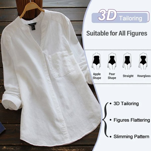 Linen Blouse | Half Sleeve | Loose Fit | Button-Up Blouse | Linen Shirts Women-Fashion Nora