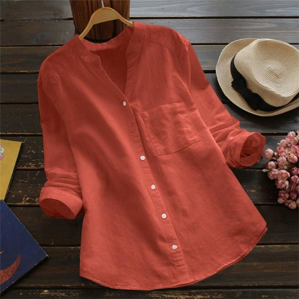 Linen Blouse | Half Sleeve | Loose Fit | Button-Up Blouse | Linen Shirts Women-Fashion Nora