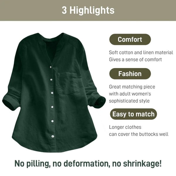 Linen Blouse | Half Sleeve | Loose Fit | Button-Up Blouse | Linen Shirts Women-Fashion Nora