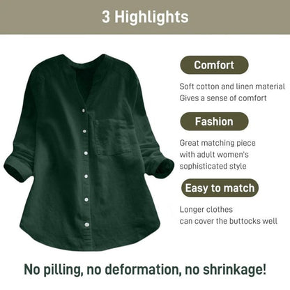 Linen Blouse | Half Sleeve | Loose Fit | Button-Up Blouse | Linen Shirts Women-Fashion Nora