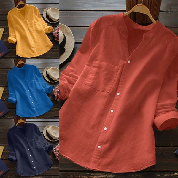 Linen Blouse | Half Sleeve | Loose Fit | Button-Up Blouse | Linen Shirts Women-Fashion Nora