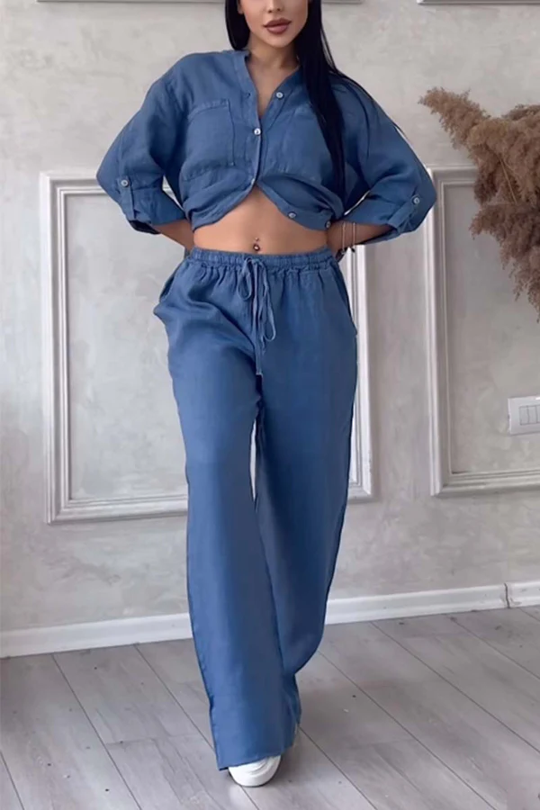 Linen Co-Ord Set | Button-Up | Wide Leg | Two-Piece Set | Linen Shirt and Pants Set Women's-Fashion Nora