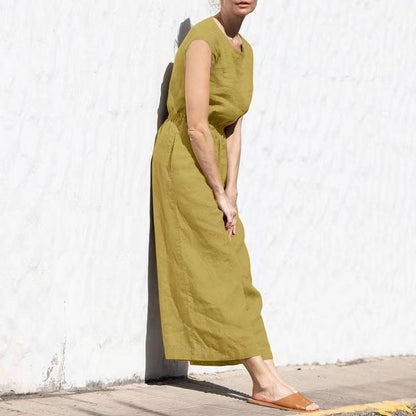 Linen Jumpsuit | Casual | Short Sleeve | Wide Leg Jumpsuit | Summer Clothes-Fashion Nora