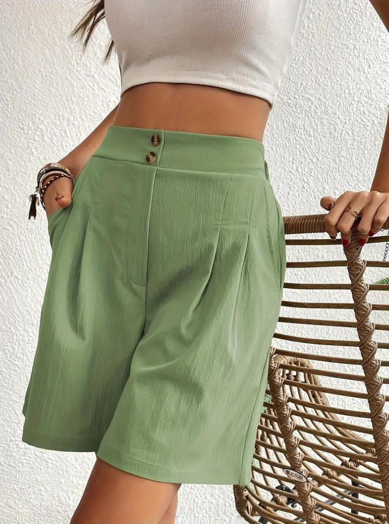 Linen Shorts - High Waist - Pockets - Summer Shorts - Wide Leg Shorts-Fashion Nora