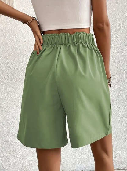 Linen Shorts - High Waist - Pockets - Summer Shorts - Wide Leg Shorts-Fashion Nora