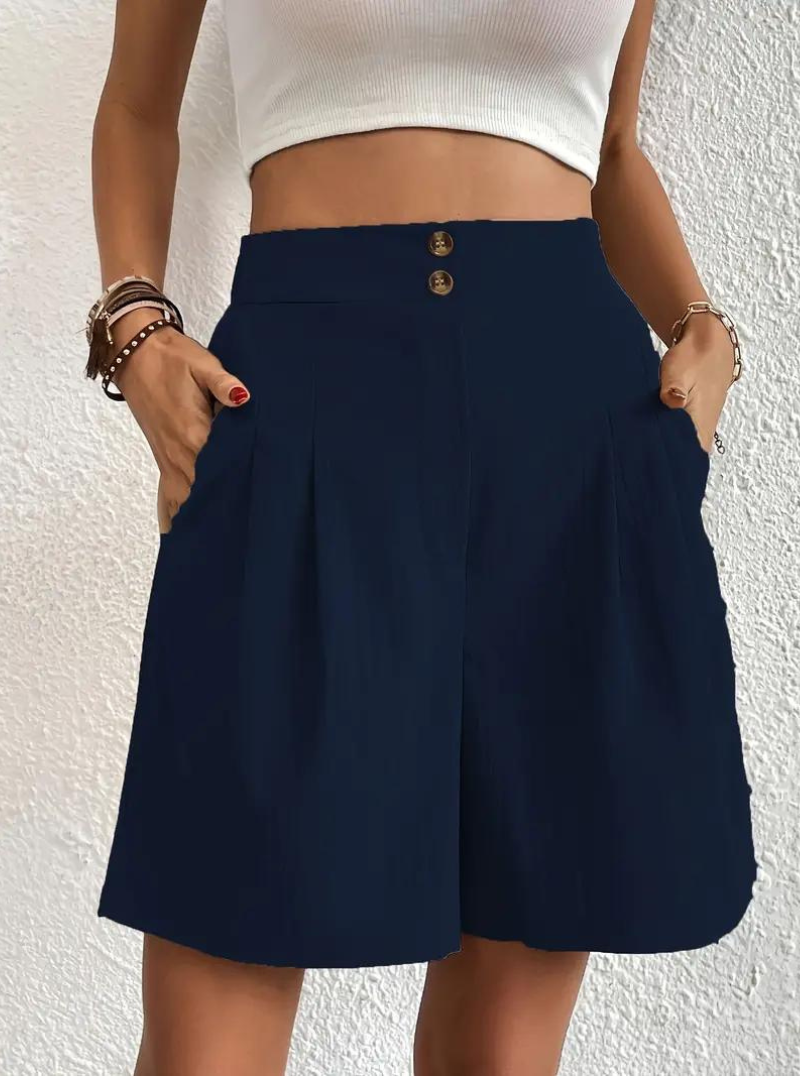 Linen Shorts - High Waist - Pockets - Summer Shorts - Wide Leg Shorts-Fashion Nora