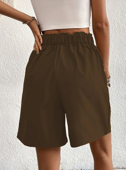 Linen Shorts - High Waist - Pockets - Summer Shorts - Wide Leg Shorts-Fashion Nora