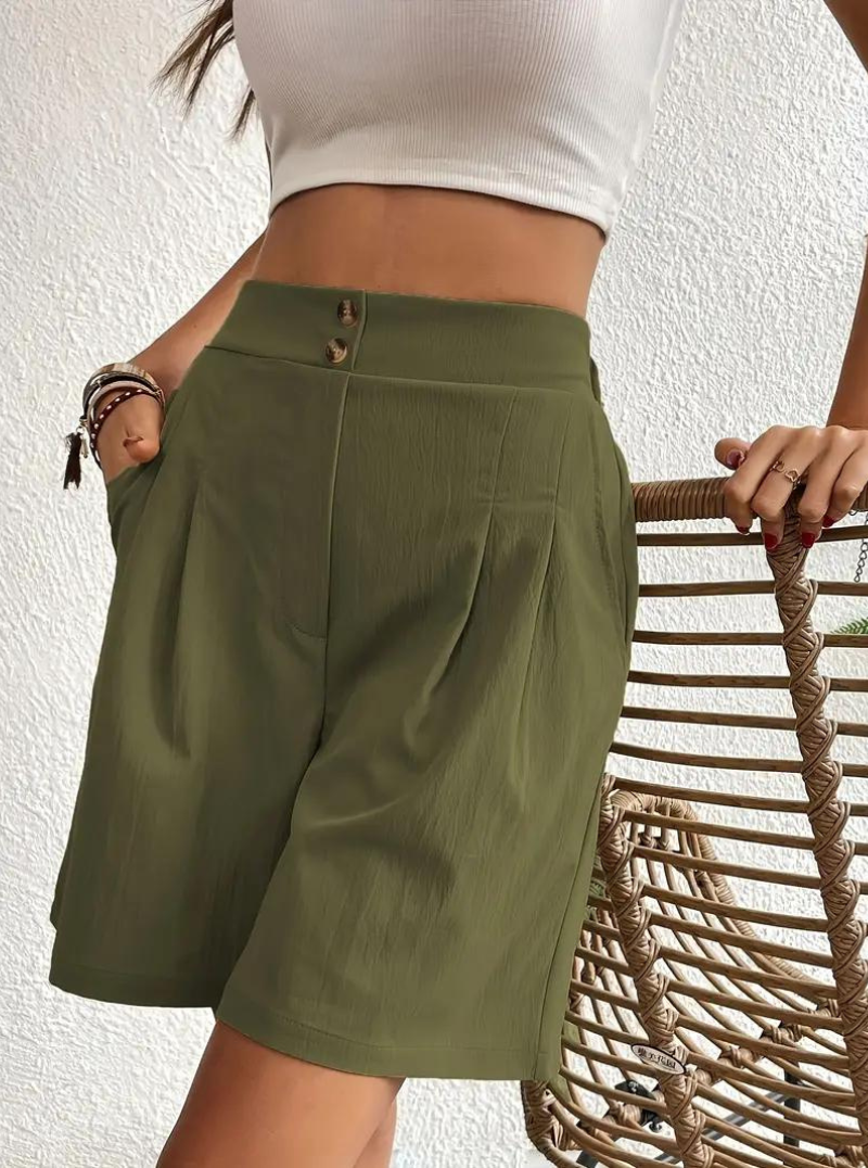 Linen Shorts - High Waist - Pockets - Summer Shorts - Wide Leg Shorts-Fashion Nora