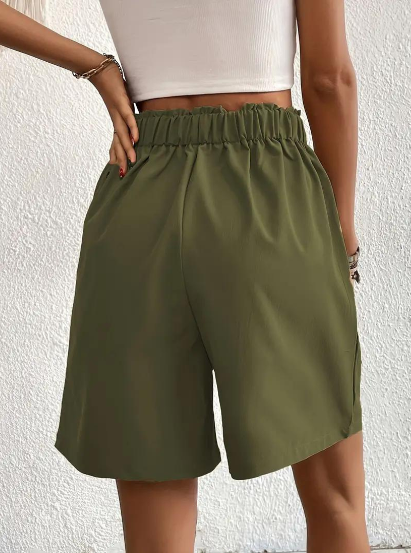 Linen Shorts - High Waist - Pockets - Summer Shorts - Wide Leg Shorts-Fashion Nora