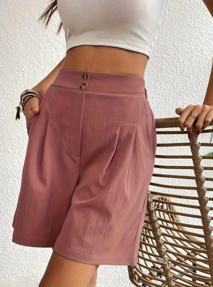 Linen Shorts - High Waist - Pockets - Summer Shorts - Wide Leg Shorts-Fashion Nora