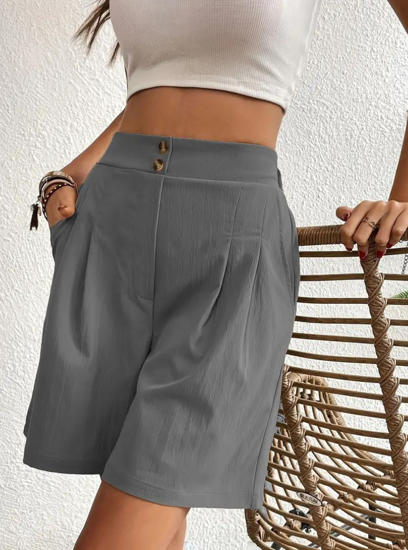 Linen Shorts - High Waist - Pockets - Summer Shorts - Wide Leg Shorts-Fashion Nora