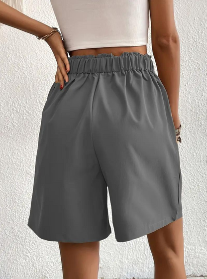 Linen Shorts - High Waist - Pockets - Summer Shorts - Wide Leg Shorts-Fashion Nora