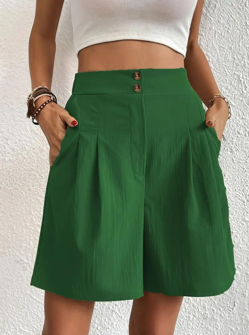 Linen Shorts - High Waist - Pockets - Summer Shorts - Wide Leg Shorts-Fashion Nora