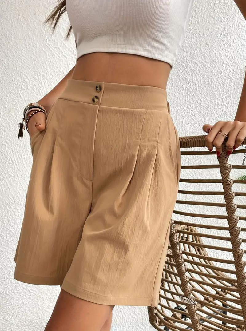 Linen Shorts - High Waist - Pockets - Summer Shorts - Wide Leg Shorts-Fashion Nora