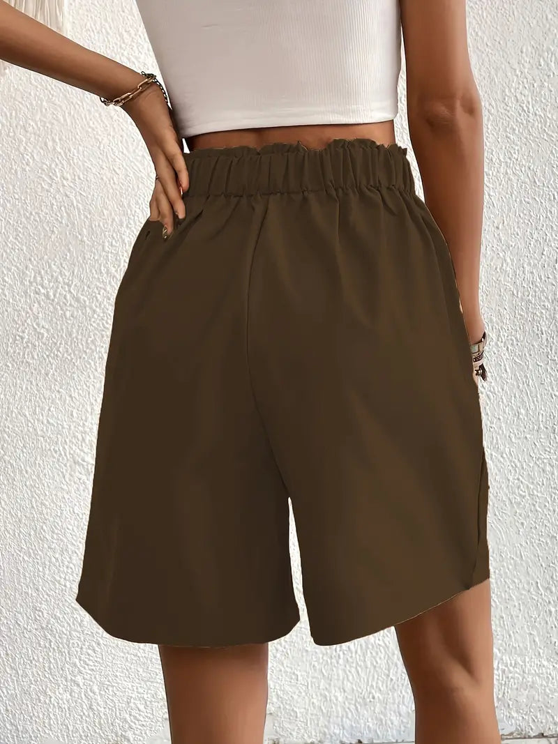 Linen Shorts, Slant Pockets, High Waist, Women's Shorts, Summer Clothes-Fashion Nora