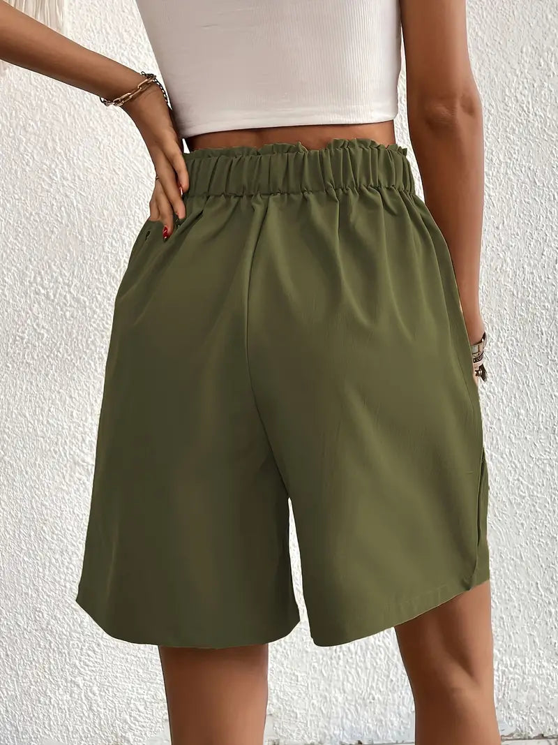 Linen Shorts, Slant Pockets, High Waist, Women's Shorts, Summer Clothes-Fashion Nora