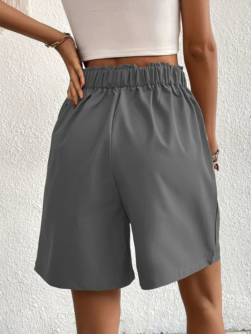 Linen Shorts, Slant Pockets, High Waist, Women's Shorts, Summer Clothes-Fashion Nora