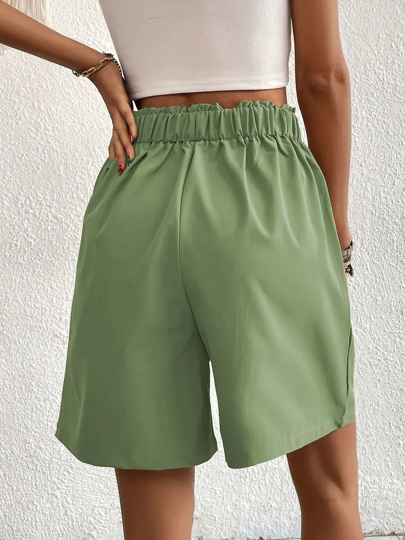 Linen Shorts, Slant Pockets, High Waist, Women's Shorts, Summer Clothes-Fashion Nora