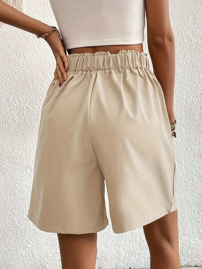 Linen Shorts, Slant Pockets, High Waist, Women's Shorts, Summer Clothes-Fashion Nora