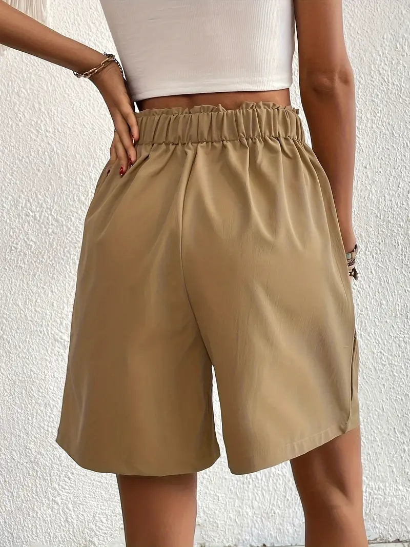 Linen Shorts, Slant Pockets, High Waist, Women's Shorts, Summer Clothes-Fashion Nora