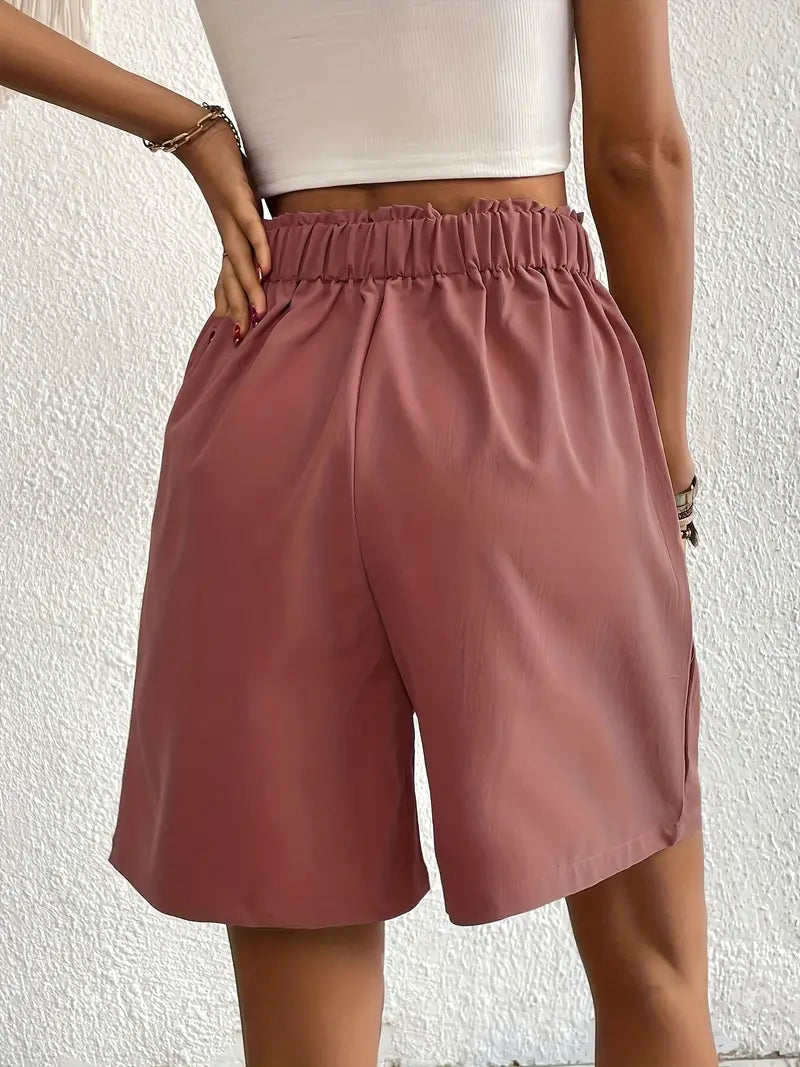 Linen Shorts, Slant Pockets, High Waist, Women's Shorts, Summer Clothes-Fashion Nora