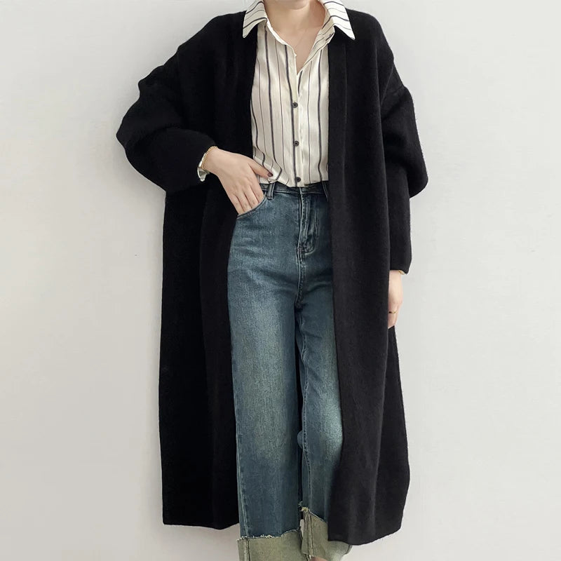 Long Cardigan | Open Front | Knitted | Oversized Cardigan | Women's Clothing-Fashion Nora