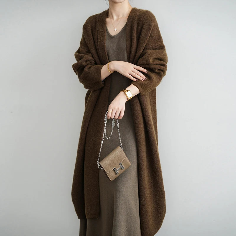 Long Cardigan | Open Front | Knitted | Oversized Cardigan | Women's Clothing-Fashion Nora