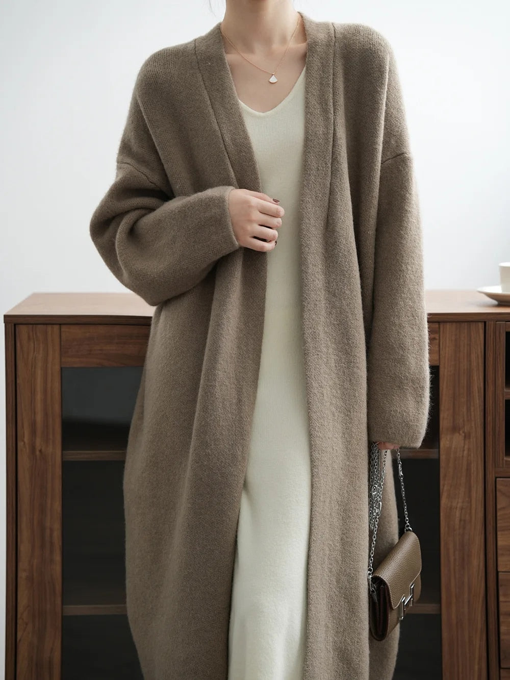 Long Cardigan | Open Front | Knitted | Oversized Cardigan | Women's Clothing-Fashion Nora