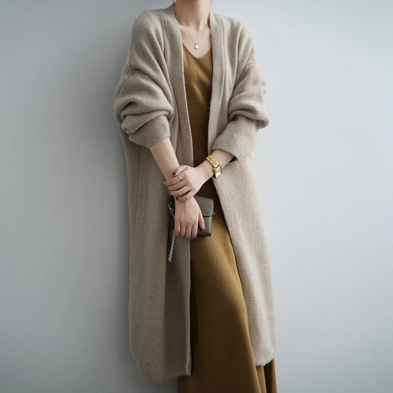 Long Cardigan | Open Front | Knitted | Oversized Cardigan | Women's Clothing-Fashion Nora