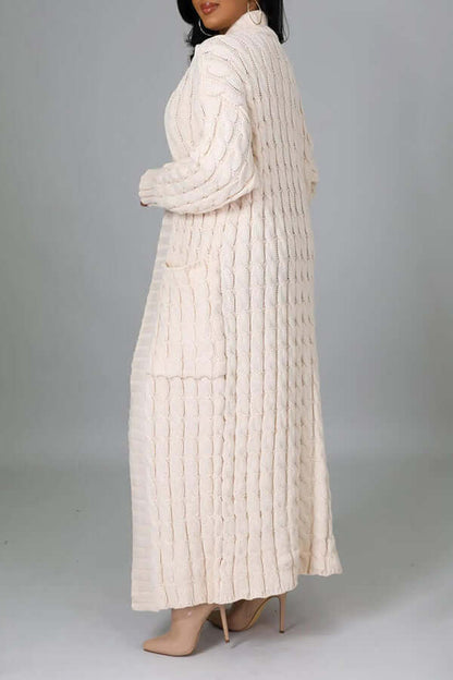 Long Cardigan | Open Front | Pocket | Knitted Cardigan | Long Cardigans for Women-Fashion Nora